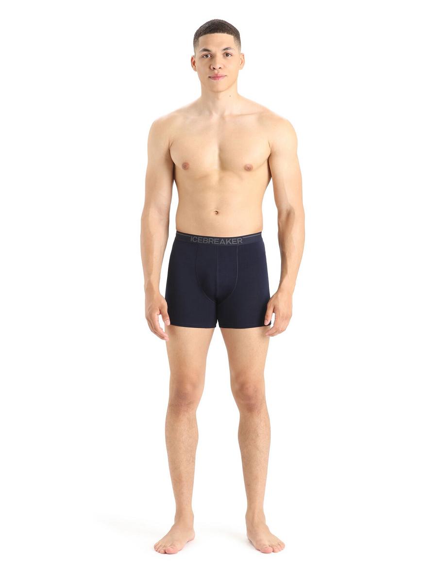 Midnight Navy Icebreaker Merino Anatomica Boxers Men's Underwear | AU 1315QMAZ